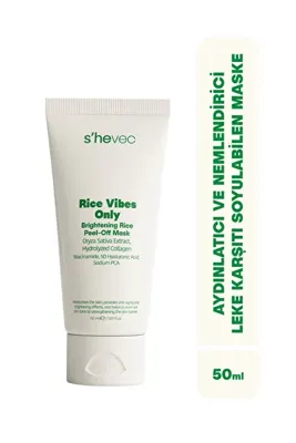 s'hevec Aydınlatıcı, Leke Karşıtı ve Nemlendirici Soyulabilen Vegan Pirinç Maske 50 ml Rice Vibes Only