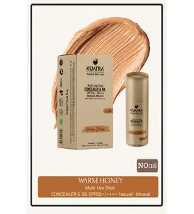 KUATRA Warm Honey Natural-Mineral Stick Concealer & BB | SPF 50+ PA++++ | Çok Amaçlı Nemlendirici, Leke Karşıtı, Vitamin C, Renkli Bakım