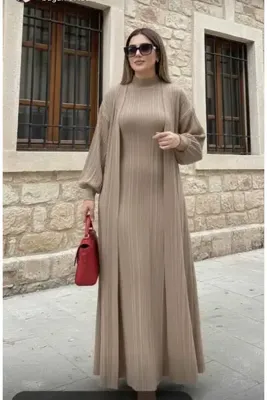 diloş butik Triko Balıkçı Yaka Maxi Boy Elbise Hırka Takım