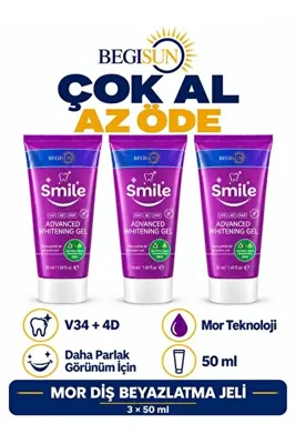 Begisun Smile Diş Beyazlatıcı Jel 3’lü Set 50 ml x 3