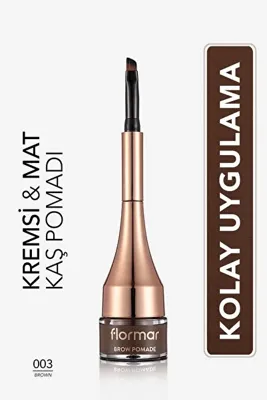 Flormar Kremsi Jel Dokulu & Mat Bitişli Mini Kıl Fırçalı Kaş Pomadı 003 Brown