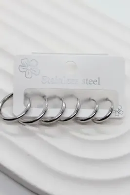 NEW HİLL Kararmaz 316 L Çelik 6'lı Halka Set Kararmaz Çelik Küpe
