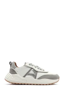 Derimod ACBC x DERİMOD Kadın Gri Kalın Tabanlı Bağcıklı Kumaş Sneaker