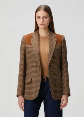 Polo Ralph Lauren Kahverengi Desenli Yün Blazer