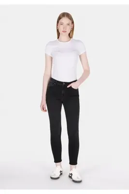 Colins Skinny Fit Orta Bel Dar Paça Kadın Siyah Jean Pantolon