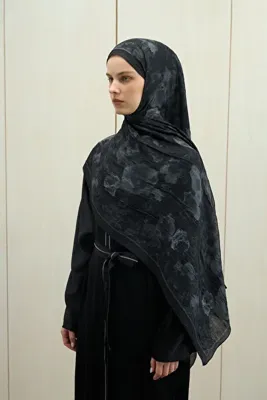 cs camellia scarf Pretty Kraş Şal - Siyah