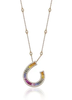 Mov Diamond Yuse Rainbow Safir Ve Pırlanta 14 Ayar Altın Kadın Kolye