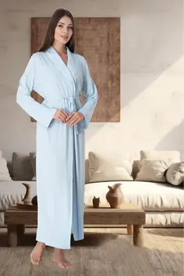 Lohusa Homewear Kadın Mavi Özel Tasarım Şık Lohusa Hamile Sabahlık Effortt