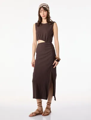 Koton Pamuklu Pencere Detaylı Kolsuz Bisiklet Yaka Midi Slip Elbise