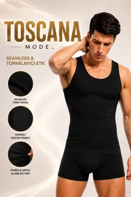 MİSTİRİK Toscana Model Toparlayıcı Atlet Sıkılaştırıcı Göbek Düzeltici Korse Atlet Siyah Renk