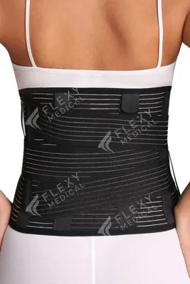 Flexy Medical Çelik Balenli Medcal Bel Korseai Lumbosakral Siyah (32CM) Ortopedik Korse