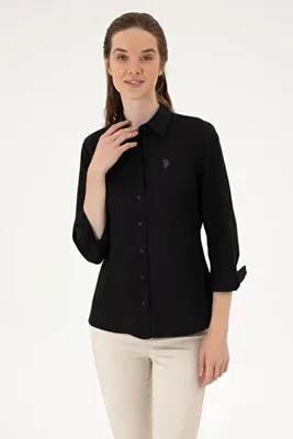 U.S. Polo Assn. Kadın Siyah Uzun Kollu Basic Gömlek 50316711-VR046