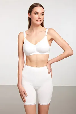 Kom Kadın Beyaz Basic Long Paçali Külot