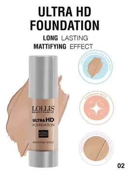 Lollis Ultra Hd Foundation Fondöten Renk No : 02 Açık Orta Ton 30 ml