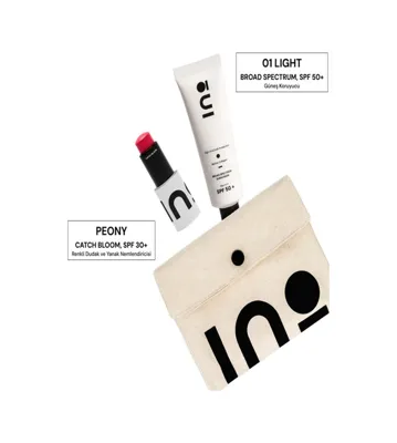 INO Beauty Catch Bloom Pocket Lip Cheek Stick Peony + Broad Spectrum Spf 50+ Sunscreen 02 Medium Set