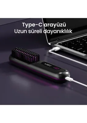 Ism Prime Prime Şarjlı Taşınabilir Iyonik Saç Düzleştirici Fön Tarağı – Elektrikli Isıtmalı Tarak Saç Şekillendirici ve Hacimlendirici (Beyaz)