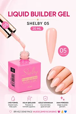 SHELBY Koyu Pembe Liquid Builder Gel 20 ml TPO Free UV/LED Profesyonel Sıvı Builder Jel