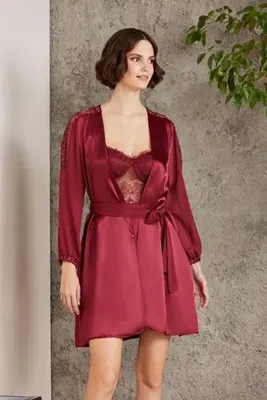 Pierre Cardin Saten Altılı Gelin Çeyiz Seti - 6005 Bordo