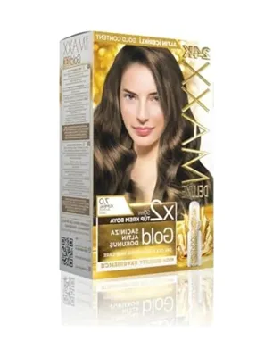 1000 Hour Maxx Deluxe Gold Serisi 24k Altın Parçacıklı Serum İle 1 Kutu 2 X 50 Ml Ve Geliştiriciler Saç Boyası Kumral 7.0