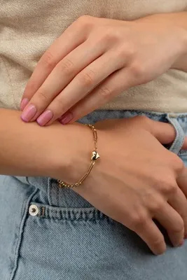 GençTaş Kuyumculuk 14 Ayar Altın Kalp Dochlu Ataç Bileklik