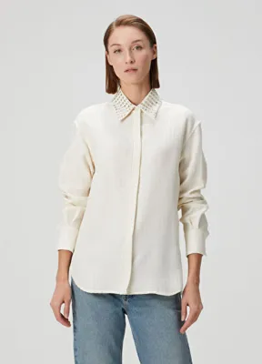 Golden Goose Krem Taş İşlemeli Gömlek