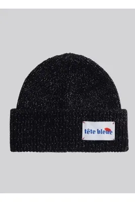 Tete Bleue Gri Kadın Yazı Baskılı Bere LEO METALLIC FISHER BEANIE