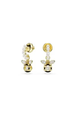 Swarovski Idyllia damla küpeler, Kristal inci, Karışık kesimler, Arı, Çok renkli, Altın rengi kaplama