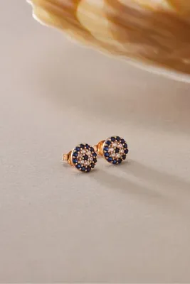 Nereze 925 Ayar Gümüş Rose Kaplama Minimal Nazar Küpe