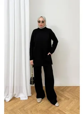 Melike Tatar Basic Triko Takım 94-5012 SİYAH