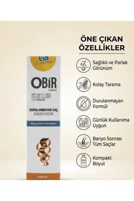 OBİR NATÜREL OBİR Naturel Durulanmayan Saç Bakım Kremi 100 ml | Kolay Tarama | Günlük Saç Bakımı | Tüm Saç Tipleri