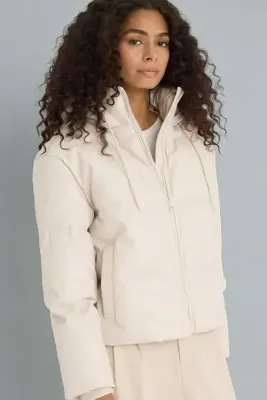 DeFacto Su İtici Regular Fit Kapüşonlu Polar Astarlı Suni Deri Mont F2142AX25WN