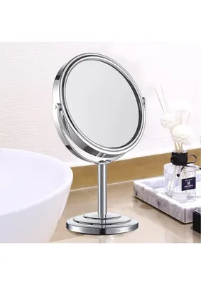 Str Store Makyaj Aynası Masaüstü Ayna 13X13 Cm. Çift Taraflı 3x Büyüteçli Ayna, Paslanmaz Krom Büyüteçli Makyaj Aynası