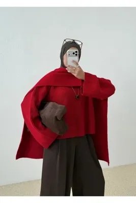 MODA AKSA 1025 ŞALLI TRİKO KAZAK KIRMIZI