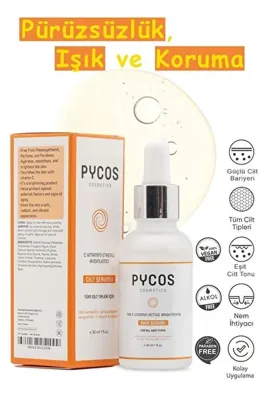 PYCOS COSMETICS C Vitaminli, Aydınlatıcı, Ton Eşitleyici, Parlaklık Veren Cilt Bakım Serumu 30 ml