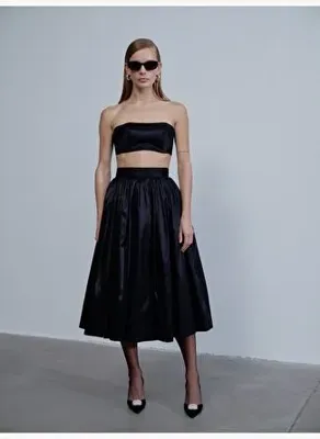 Nazlı Ceren Lou Lou Midi Etek Siyah