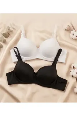 ZİBENS Destekli Siyah - Beyaz Sütyen Set / Sabit Askı Avantaj Paket