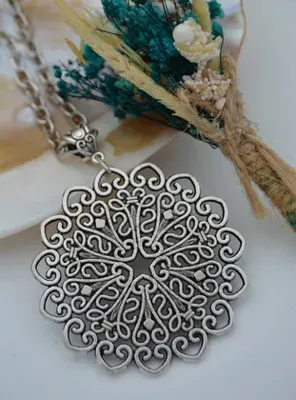 Artbutika Mandala Kolye - Gümüş Rengi - Artbutika