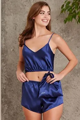 Pierre Cardin Crop'lu Saten Şort Takım - 467