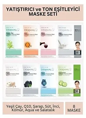 Dermal Yaşlanma Karşıtı ve Ton Eşitleyici Kolajen Maske Seti 23gr x 8Adet