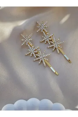 TwinsSis Store Deniz Yıldızı Taşlı Gold Yan Tel Toka
