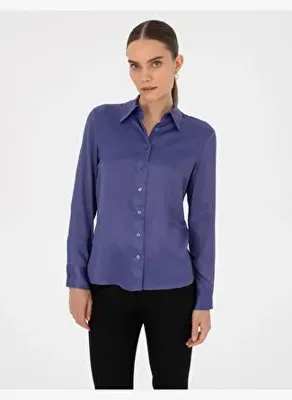 Pierre Cardin Kadın Mor Regular Fit Uzun Kollu Gömlek 50318229-VR038