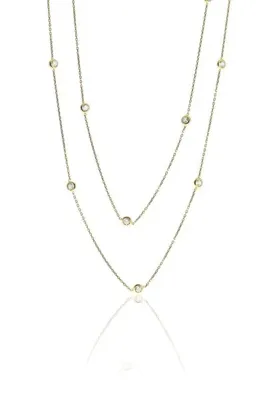 Söğütlü Silver Gümüş Altın Yaldızlı Zirkon Sıra Taşlı Kolye 100 Cm Sgtl10506gold