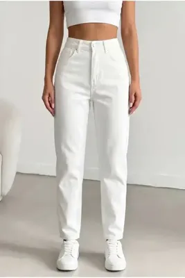 HerTon Kadın Yüksel Bel Mom Jean Pantolon %100 cotton Esneme yok