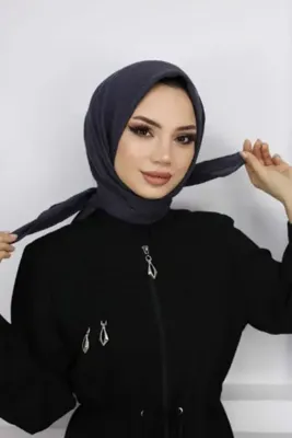 Melodi Scarf Kadın Tesettür Pratik Bambu Kraş Eşarp Antrasit