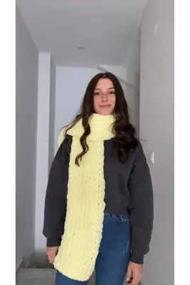 AidaAstrid Puffy El Örgüsü Atkı (60 farklı renk seçeneği )
