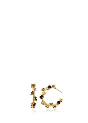 Milou Jewelry Flora Siyah 22 Ayar Altın Kaplama Kadın Halka Küpe