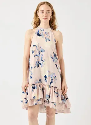 Yas Pembe Kadın O Desenli Elbise YASSERAKI SL DRESS