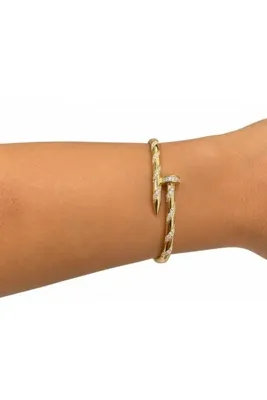 Genel Markalar Zirkon Taşlı Burgu Çivi Model 14K Gold Kaplama Kadın Bileklik