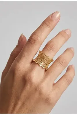NYR Gold Silver Tül Yüzük | 925 Ayar Gümüş | 22 Ayar Altın Kaplama Şık Tasarım