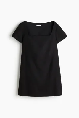 H&M Keten Karışımlı Düz Kesim Elbise